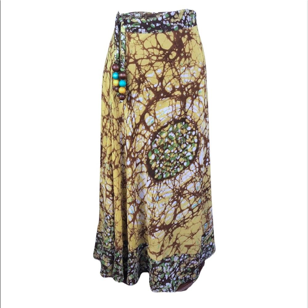 Soft Surroundings Batik Wrap Shirt with Wooden Beads